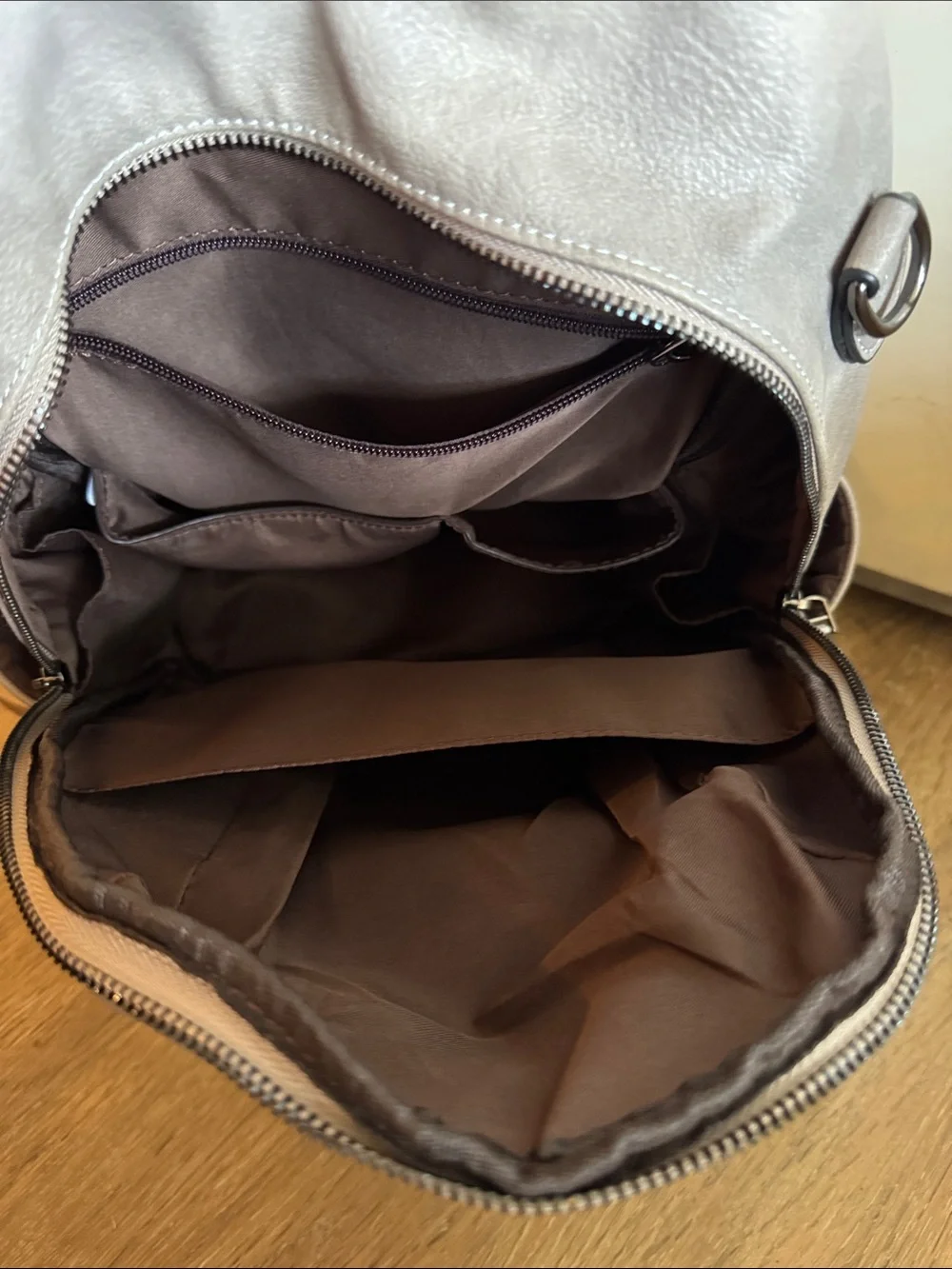 Fadeon Taupe Gray Backpack with Zipper Pockets